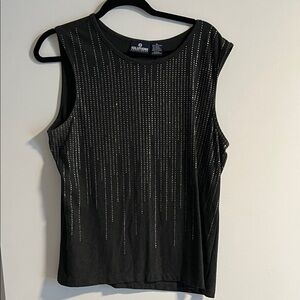 Stylish Black Sleeveless Tee with Silver Details
